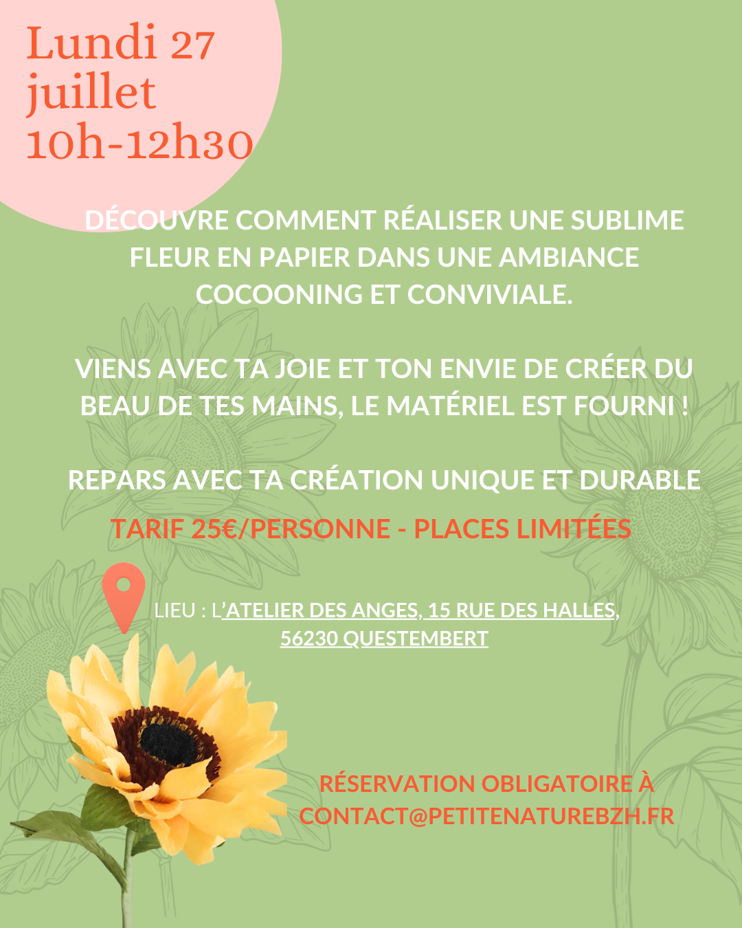 Atelier fleur en papier tournesol