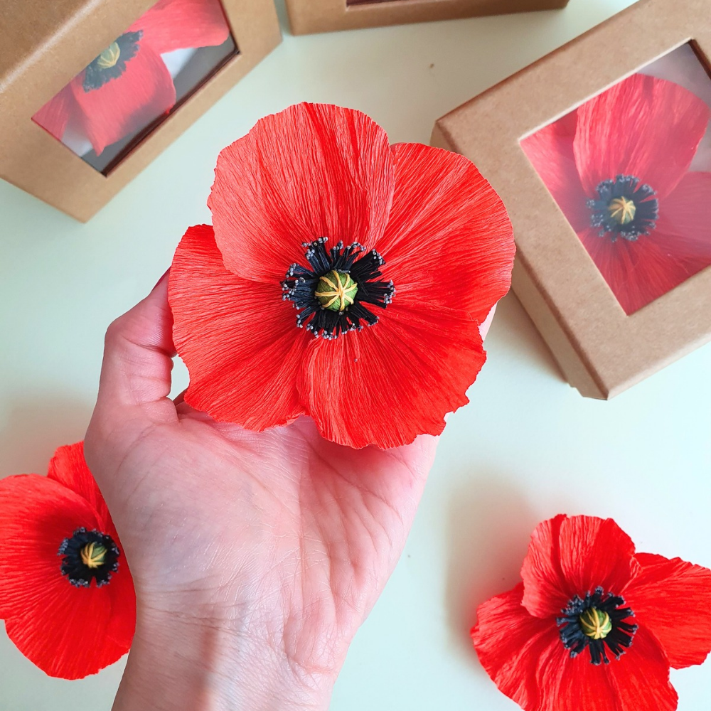 Magnet coquelicot en papier